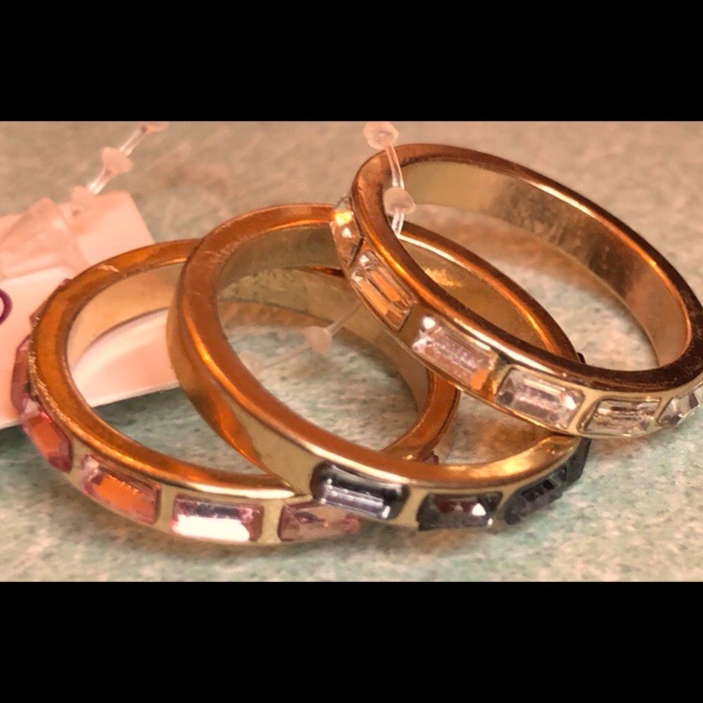 3 Stackable Rings Pink, Clear Gray Set of 3 Size 6